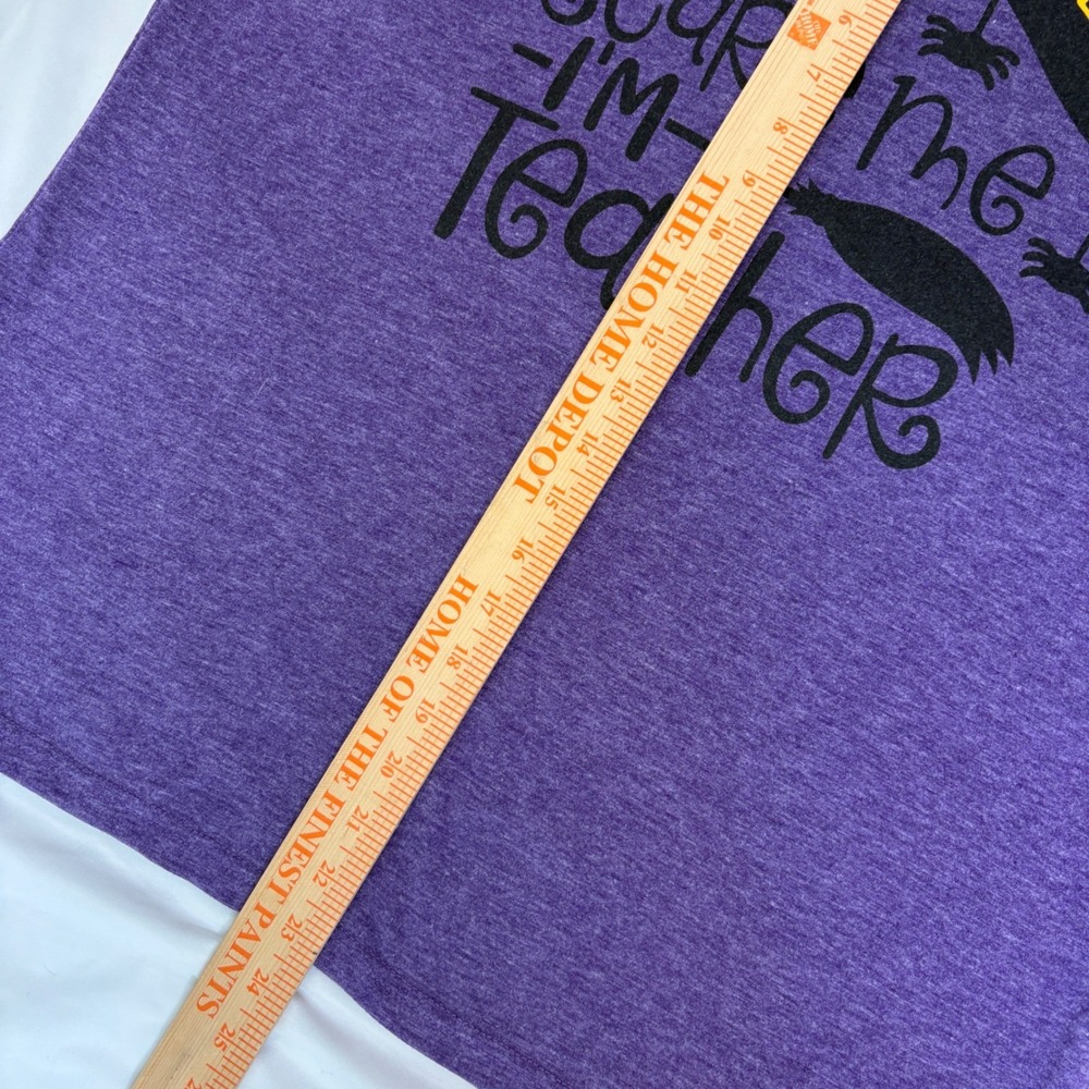 Lot of 2 Teacher T-Shirts XXL Coffee Powers & Halloween Witch Purple Red Graphic - Picture 7 of 8